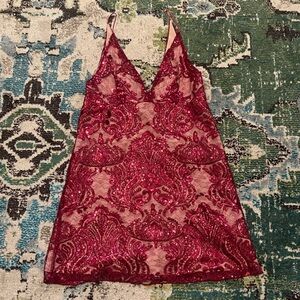 Free People Burgundy Sequin Mini Dress